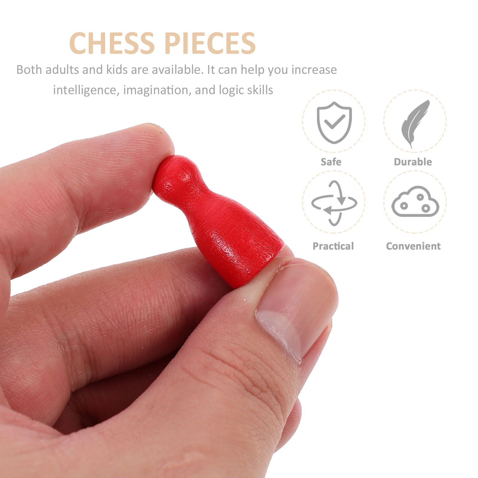 

48 Pcs Wooden Chess Pieces Toy Game Pawns Only Flying Flight Ludo Board Accessories