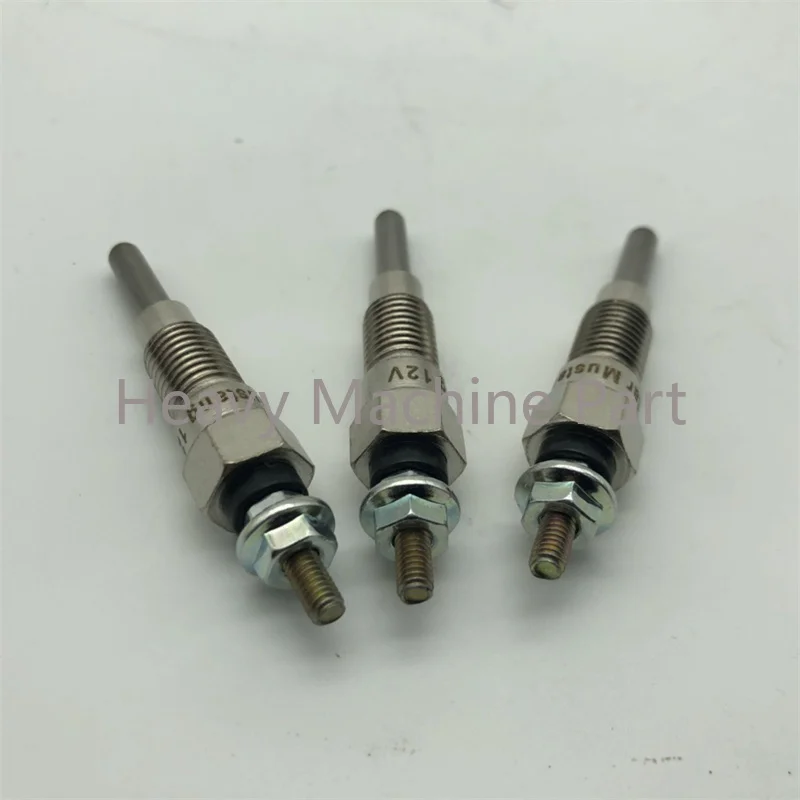 3 PCS Glow Plug YM129795-77800 for Komatsu Engine 2D68E-3A 3D63-1A 3D72-2B 3D74E-3C Excavator PC12R-8 PC15R-8