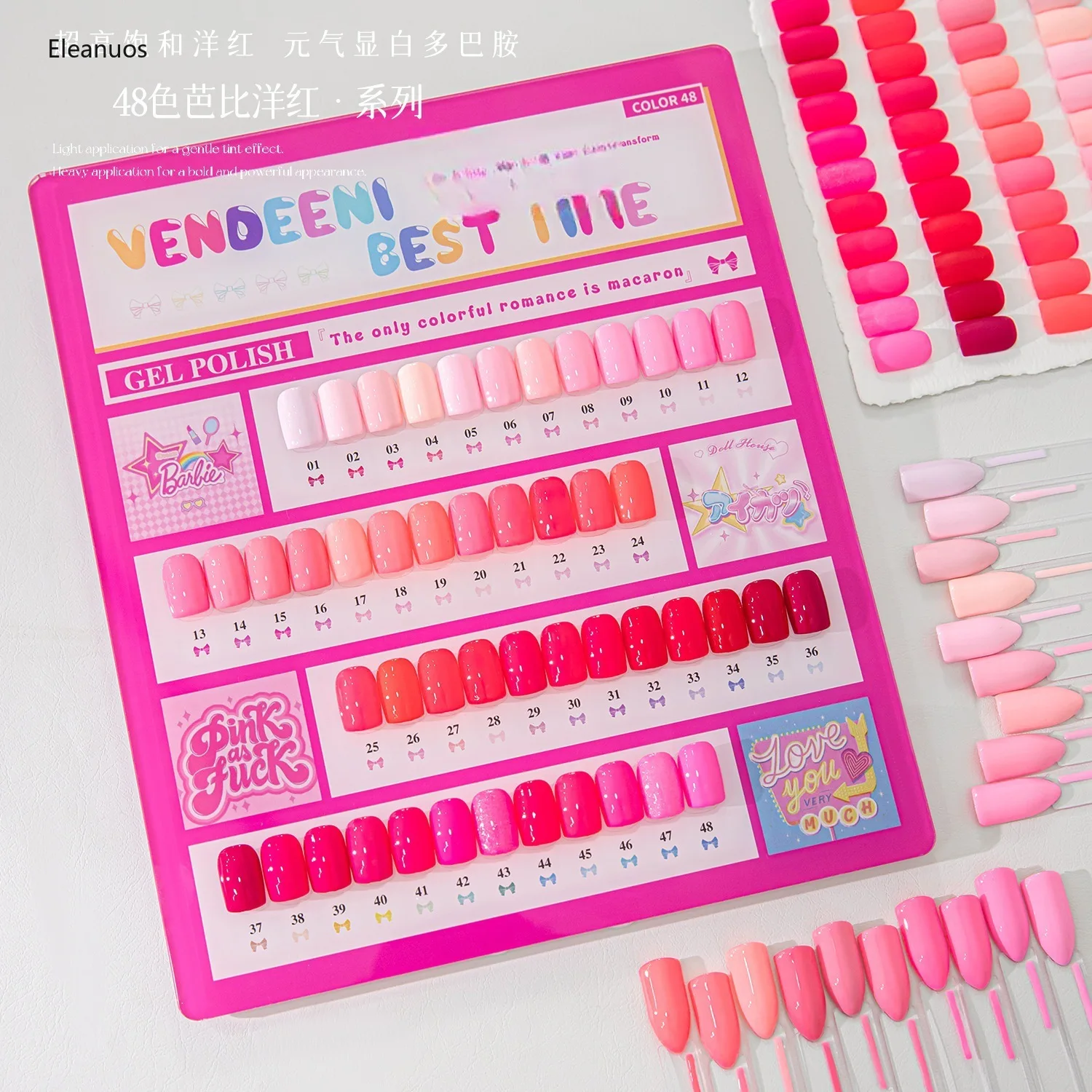 Eleanuos 48Color Magenta Nail Polish Gel Mesh Red Popular Saturated Whitening Soaking Gel Easy Play with Multi Color Varnish Set