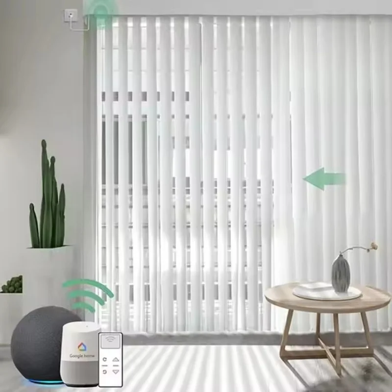 Cheap Price High Quality Blackout Custom Vertical Curtain Sheer Connect Alexa Motorized Dream Vertical Blinds For Big Room