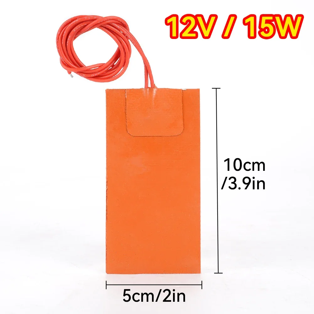 12V Vehicle Fuel Engine Fuel Tank Heating Pad HighTemperature Resistance 50x100mm Waterproof Silicone Heating Pads Heater