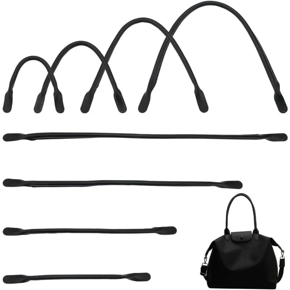 

8 Pack PU Leather Purse Handle, 12.6-24.6 Inch Leather Bag Handles Replacement Handmade Sewing Handbag Strap with Holes