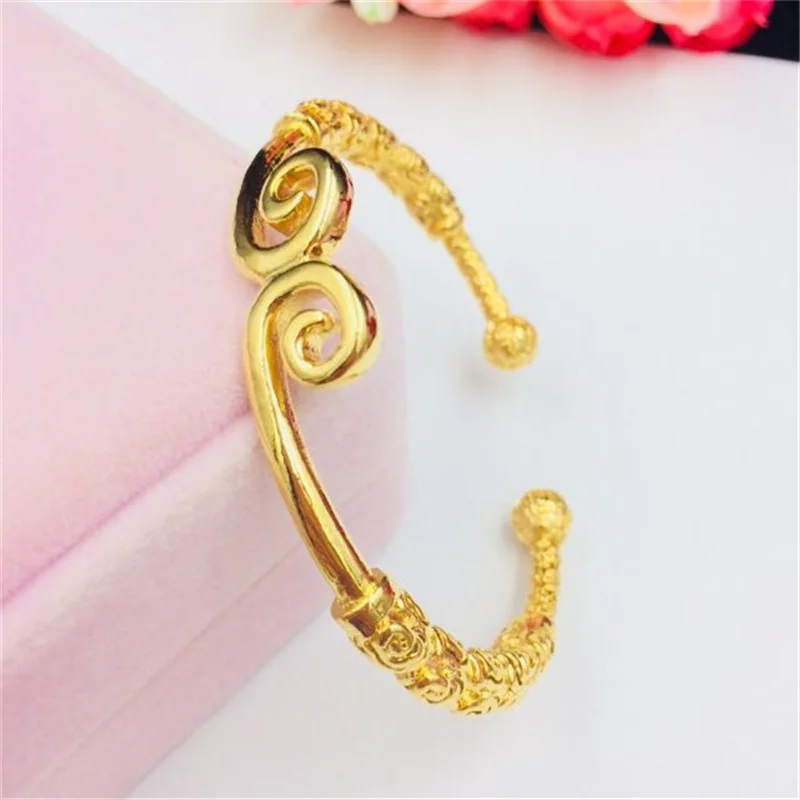 

24k gold jewelry men's and women's opening bracelet, retro auspicious cloud tight band curse fashion accessory couple gift