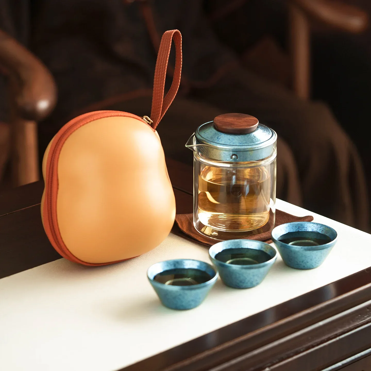 Pure Titanium Travel Tea Set Portable Quick Cup One Pot Three Cups Out-and-out Carrying Bag with Filter Unique Luxury Tea Gift