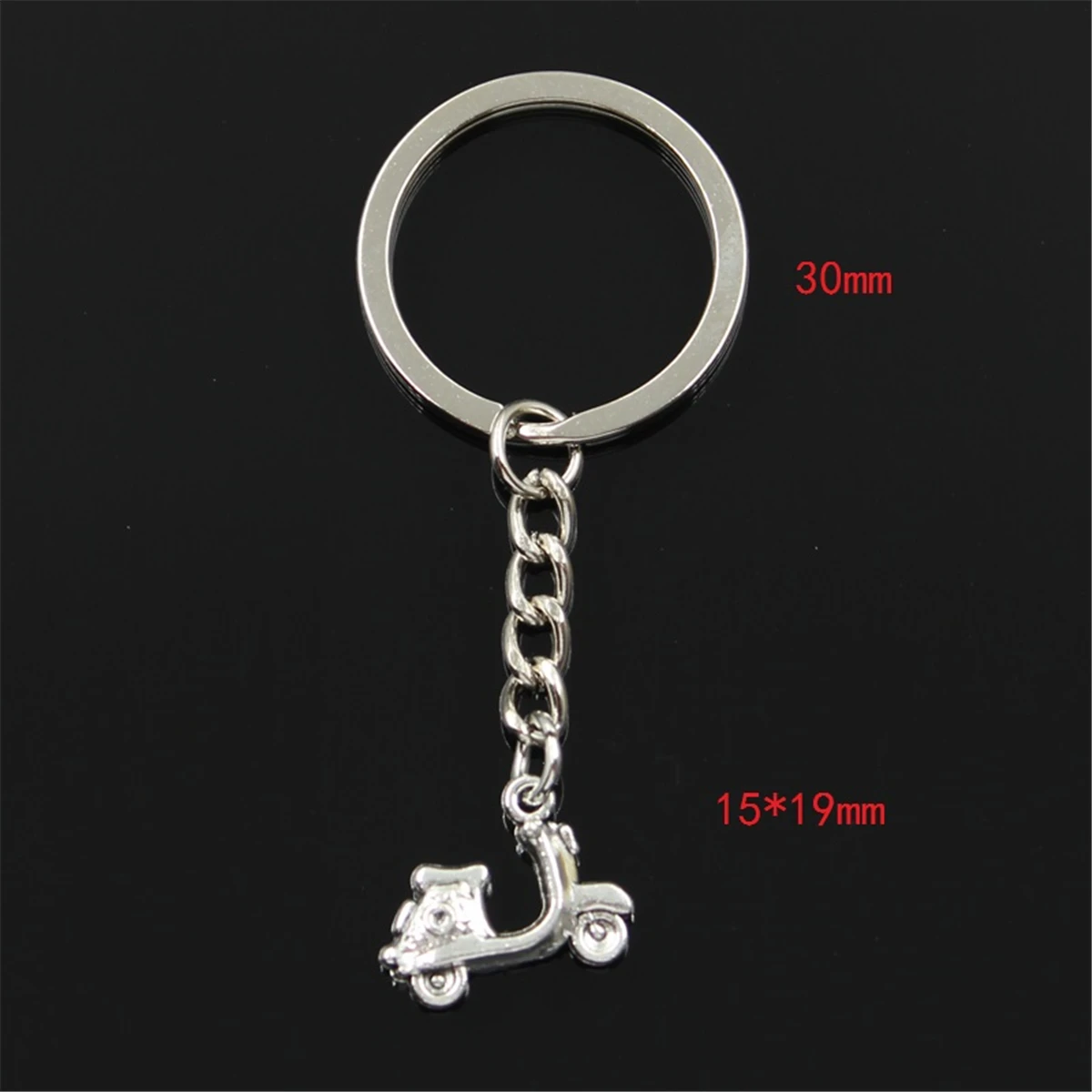 Fashion Keychain 15x19mm Motorcycle Scooter Autocycle Silver Color Pendants DIY Men Jewelry Car Key Chain Ring Souvenir For Gift