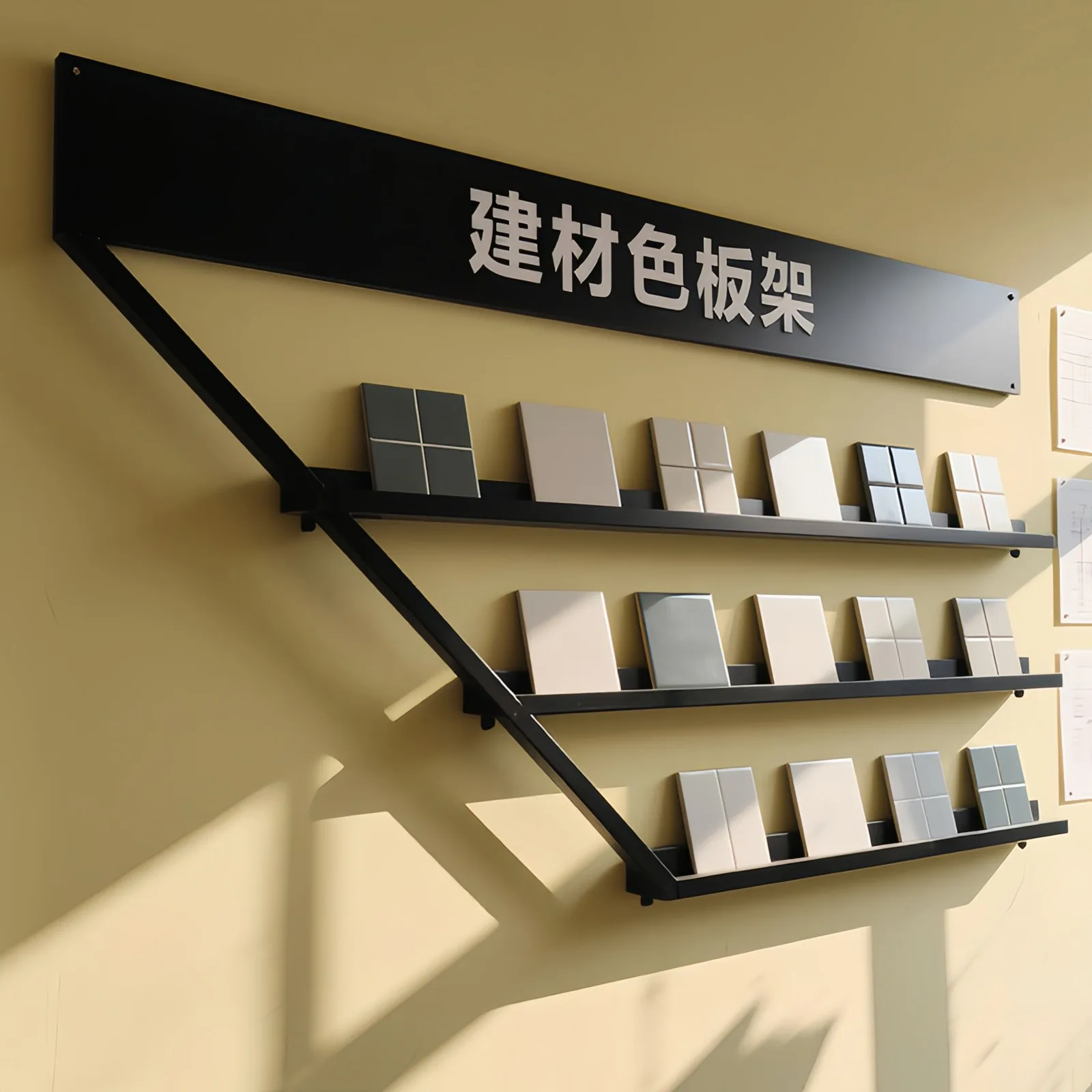 

Панель двери шкафа, витрина, стеллаж для образцов плитки, многофункциональная алюминиевая ластовица, стекло, камень, образец настенной полки