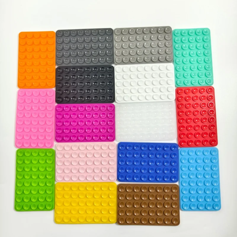 5 Buah Stiker Pengisap Ponsel Dua Sisi Alat Pemasangan Stiker Pengisap Silikon Anti Selip Persegi Berperekat