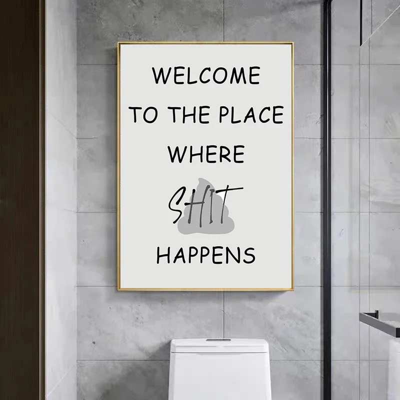 Abstract Humour Black And White Bad Smell Funny Bathroom Poster Print Canvas Painting Wall Art Pictures For WC Toilet Room Decor