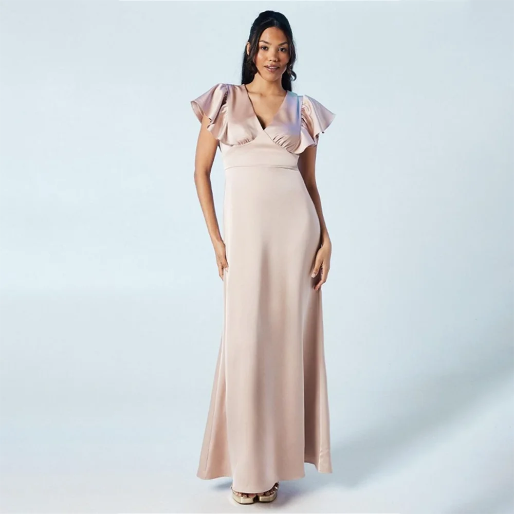 

Women's Formal Evening Gowns V Neck Short Sleeve Ruffled Pleated Mermaid Evening Dresses Formal Gowns for Party Cocktail Gowns