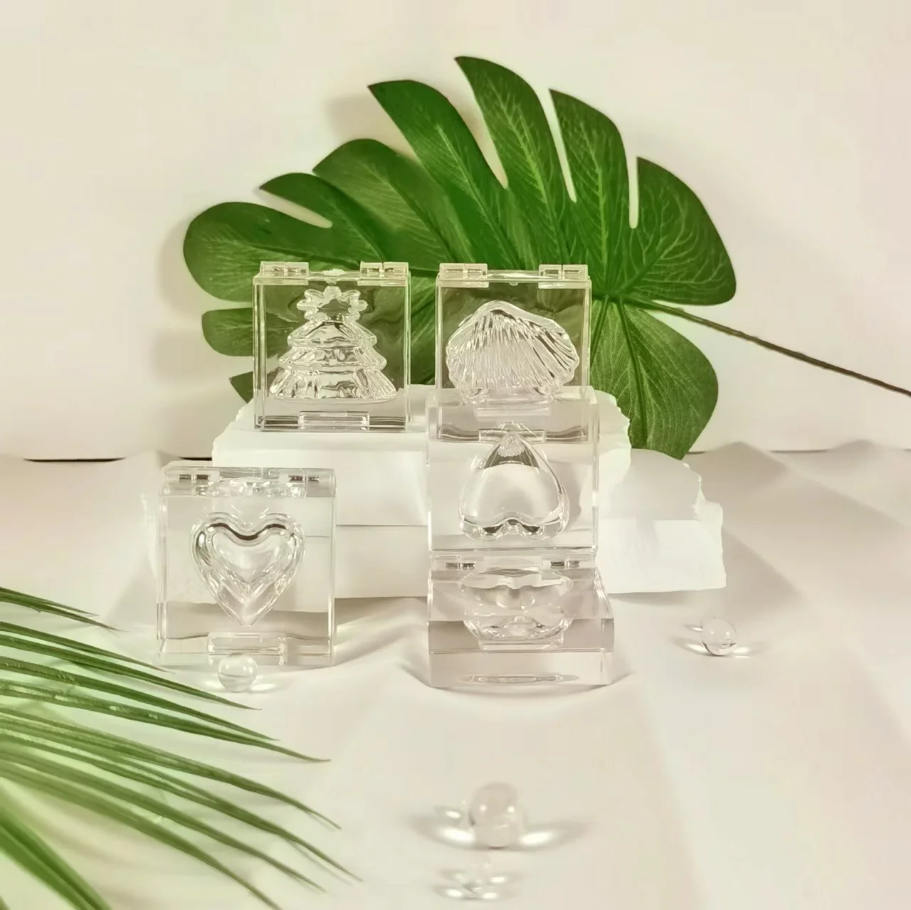 10/30/50 قطعة 3 جرام ظلال العيون صندوق واضح آيس كيوب شل الحب أحادية اللون مسحوق أحمر الخدود صندوق عالية ضوء المخفي مستحضرات التجميل حزمة