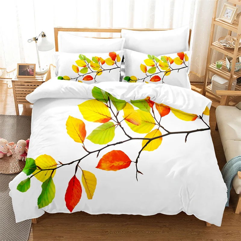 

Colorful Leaves Bedding Sets Plants Duvet Cover Boys Girls Duvet Cover Set King Quilt Cover Bedroom Bed Set Queen Bedding Set