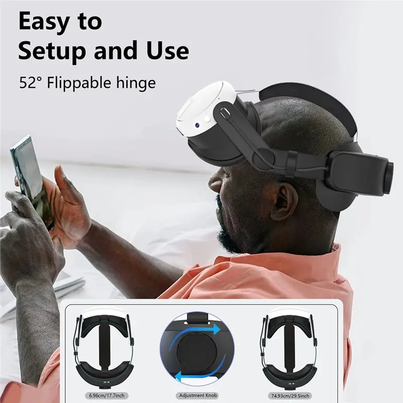 DT51 Battery Head Strap for Oculus S Adjustable for Elite Strap 6000mAh Replacement Accessories Comfortable VR