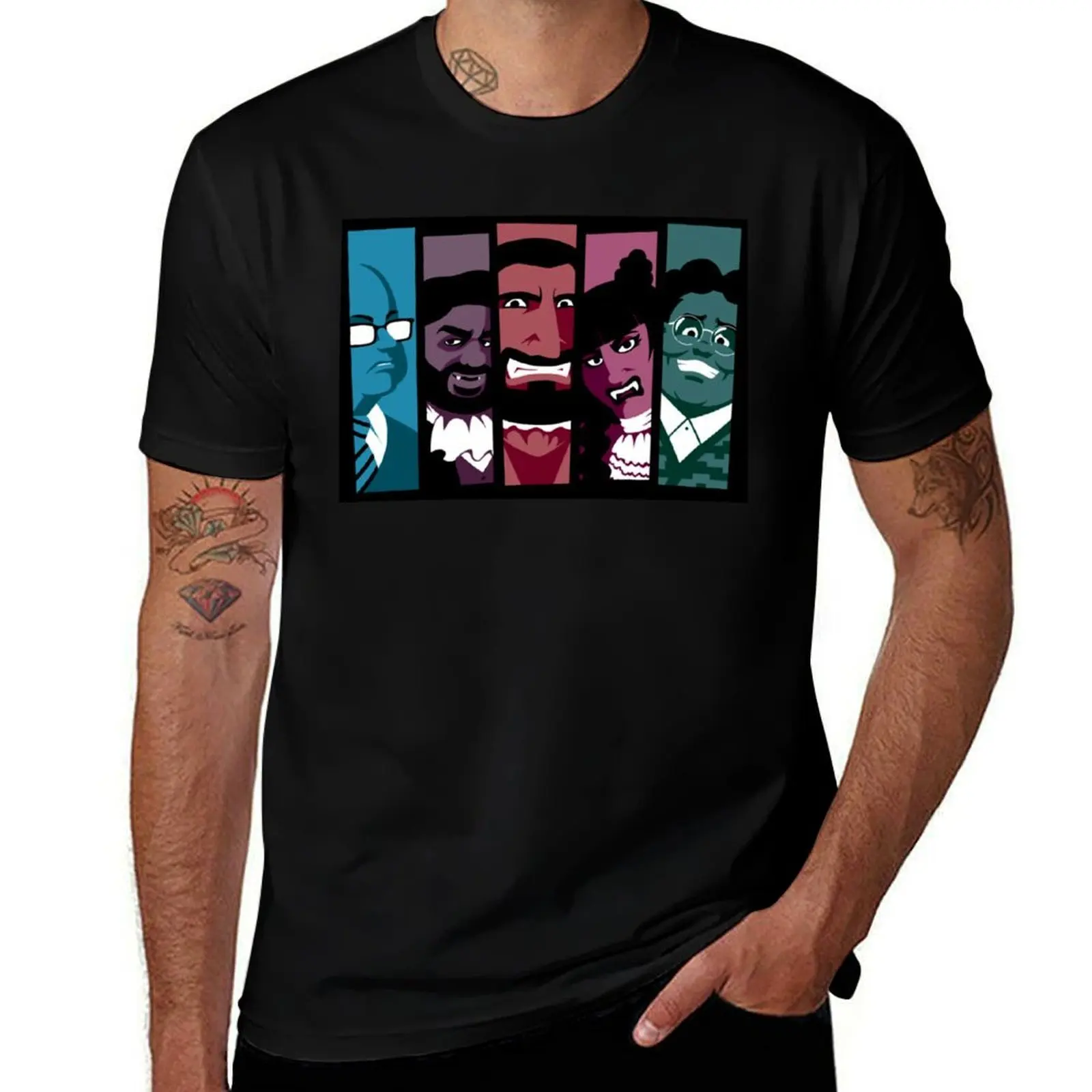 What We Do in the Shadows Color blocks T-Shirt Casual All Match Tee Shirt for Men