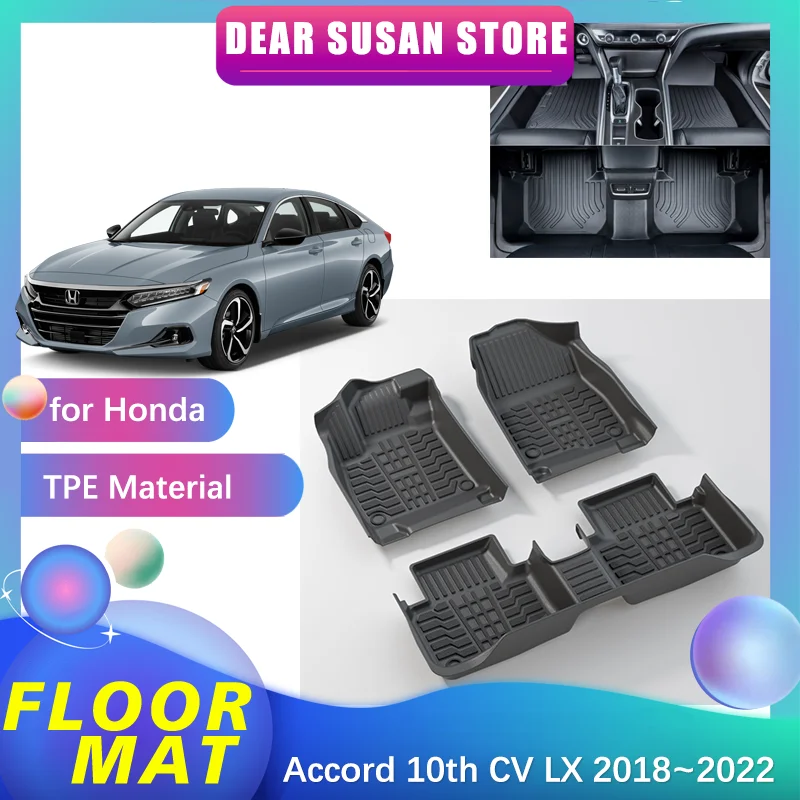 

Car Floor Mat for Honda Accord 10th CV LX EX-L Sport Hybrid 2018~2022 Part Foot TPE Liner Carpet Pad Custom Cover Rug Accessorie