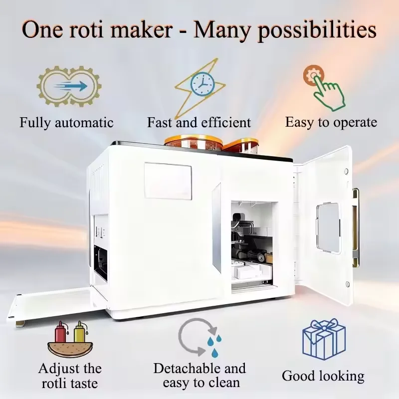 Fully Automatic Roti Maker Robot Electric Chapati Flatbread Tortilla Machine 1800W Intelligent Dough Press