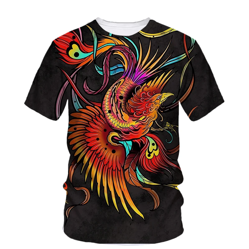 Summer Fashion New Phoenix Graphic T Shirts For Unisex Trendly Men Casual Fun Harajuku Printed Round Neck Short Sleeve Tees Tops