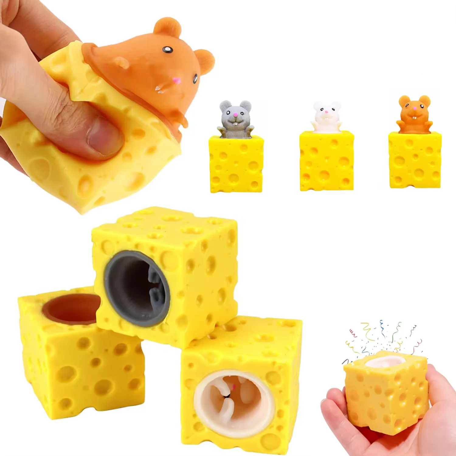 Cheese Mouse Cup for venting, stress relief, funny venting, toy pinching, new and unique toys