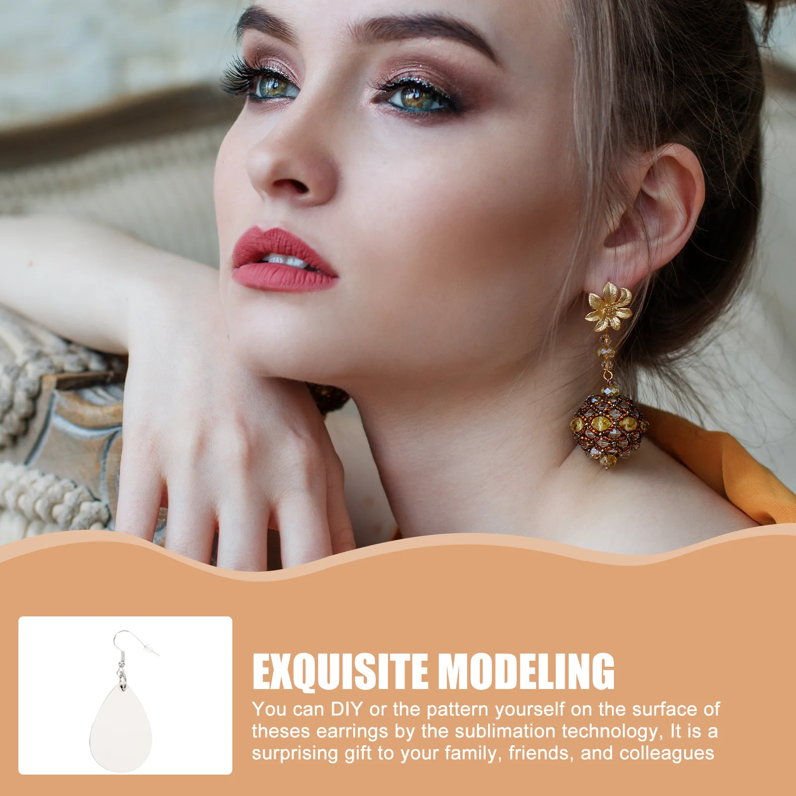 

1 Set Of Earrring Blanks Diy Supplies Sublimation Earrings Handmade Wooden Hooks Paintable Decorative Ornaments Craft Kit Party