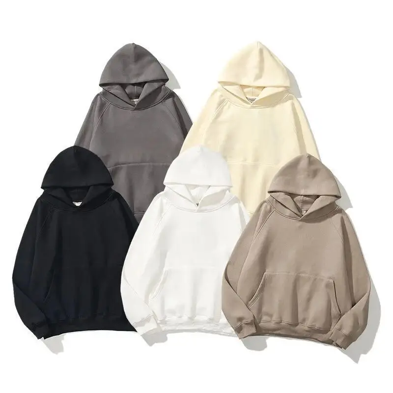Autumn Fleece Hoodie Solid Color Hooded Fashion Sweatshirts Long Sleeve Top Drawstring Pockets Loose Hooded Black Hoodie Clothes