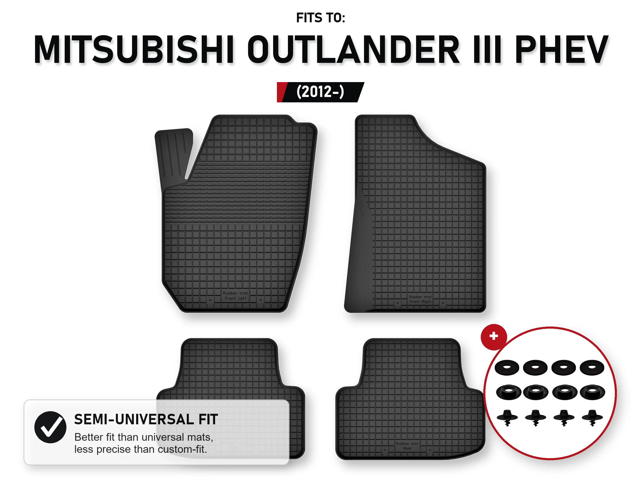 Vloermatten voor: Mitsubishi Outlander Iii Phev 2012- 4 stuks Ze Stoperami
