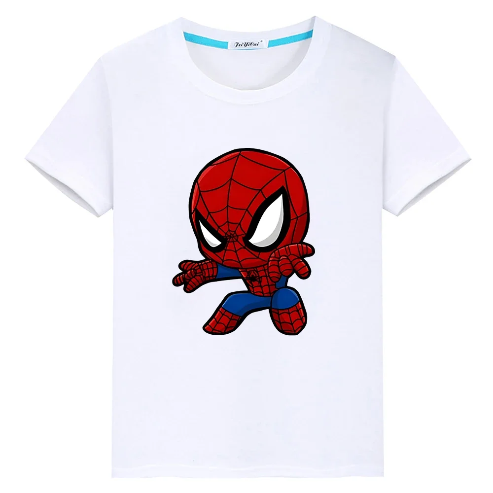 Marvel Summer Print 100%Cotton T-shirt Kawaii Sports Short Boys Girls Spider-Man Cute Anime Tops Kids holiday gift y2k clothes