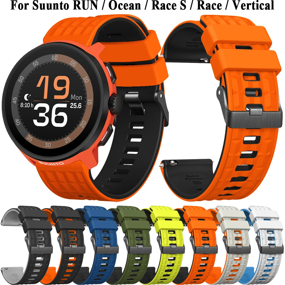 Bracelet de montre 22mm pour Bracelet de montre SUUNTO RUN pour Suunto Run/Ocean/Race S/Race/Bracelet Vertical Bracelet de Sport en Silicone