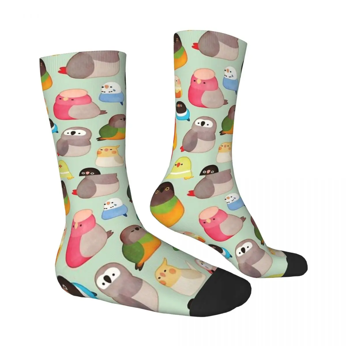 Chaussettes unisexes en elin de style de rue, mocassins d'oiseaux, hip hop, heureux, hiver