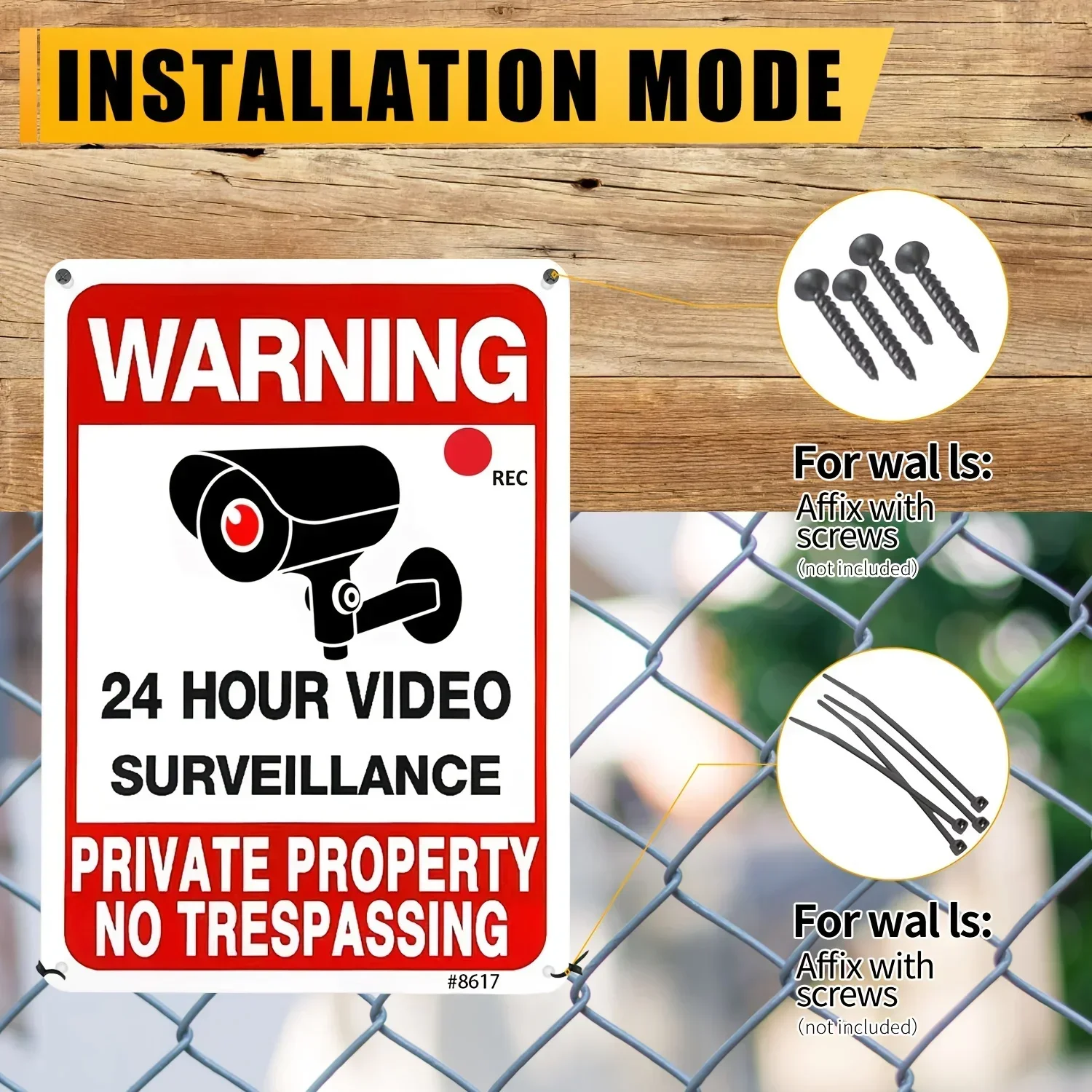 1PC Outdoor Video Surveillance Warning Sign Self Adhesive Security Camera Sticker Waterproof CCTV Monitoring Notice Decal for Home Yard Garage