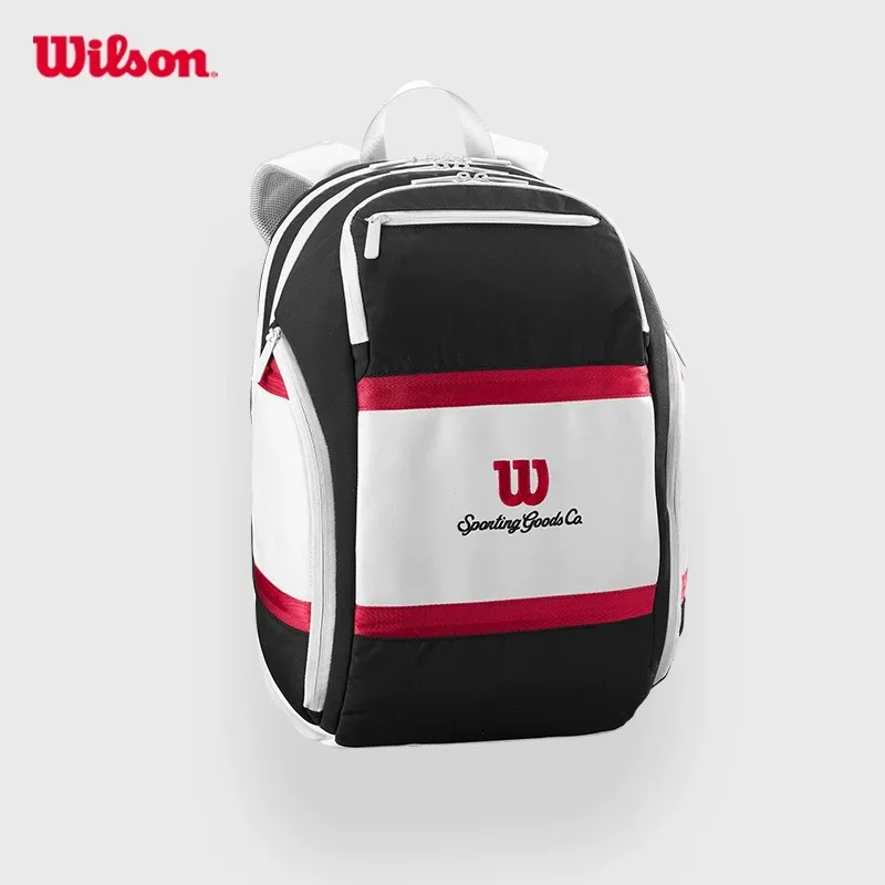 Wilson 2024 Tennis Bag New COURAGE Series Red, White, Black Backpack 9-Pack Tennis Racket Bag Accessories Bag for Men and Women