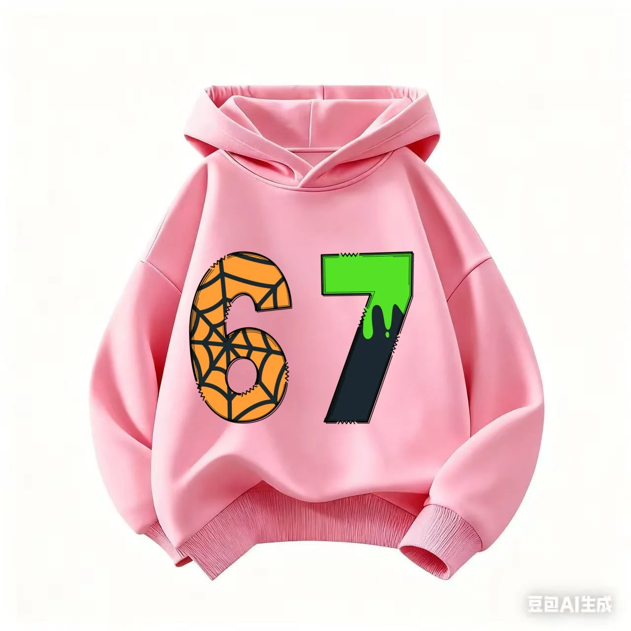 سويت شيرت بقلنسوة للأطفال مطبوع عليه متعة من Viral 67 للخريف/الشتاء، هوديي رياضي عصري ومريح