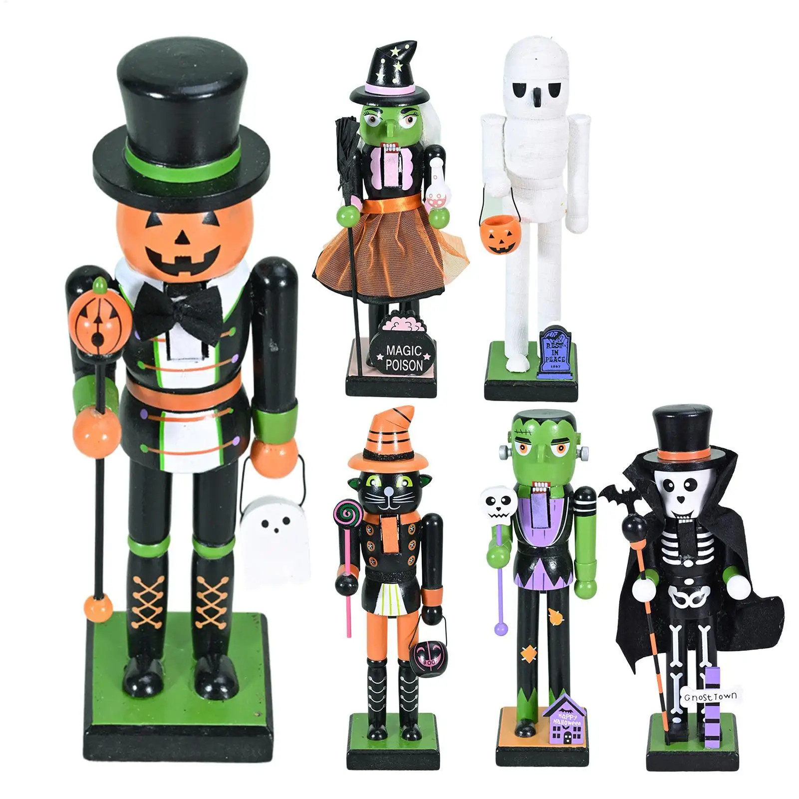Halloween Pumpkin Nutcracker Soldier Skeleton Nutcracker Halloween Figurine Goody Bag Fillers Home ornament Holiday Decor