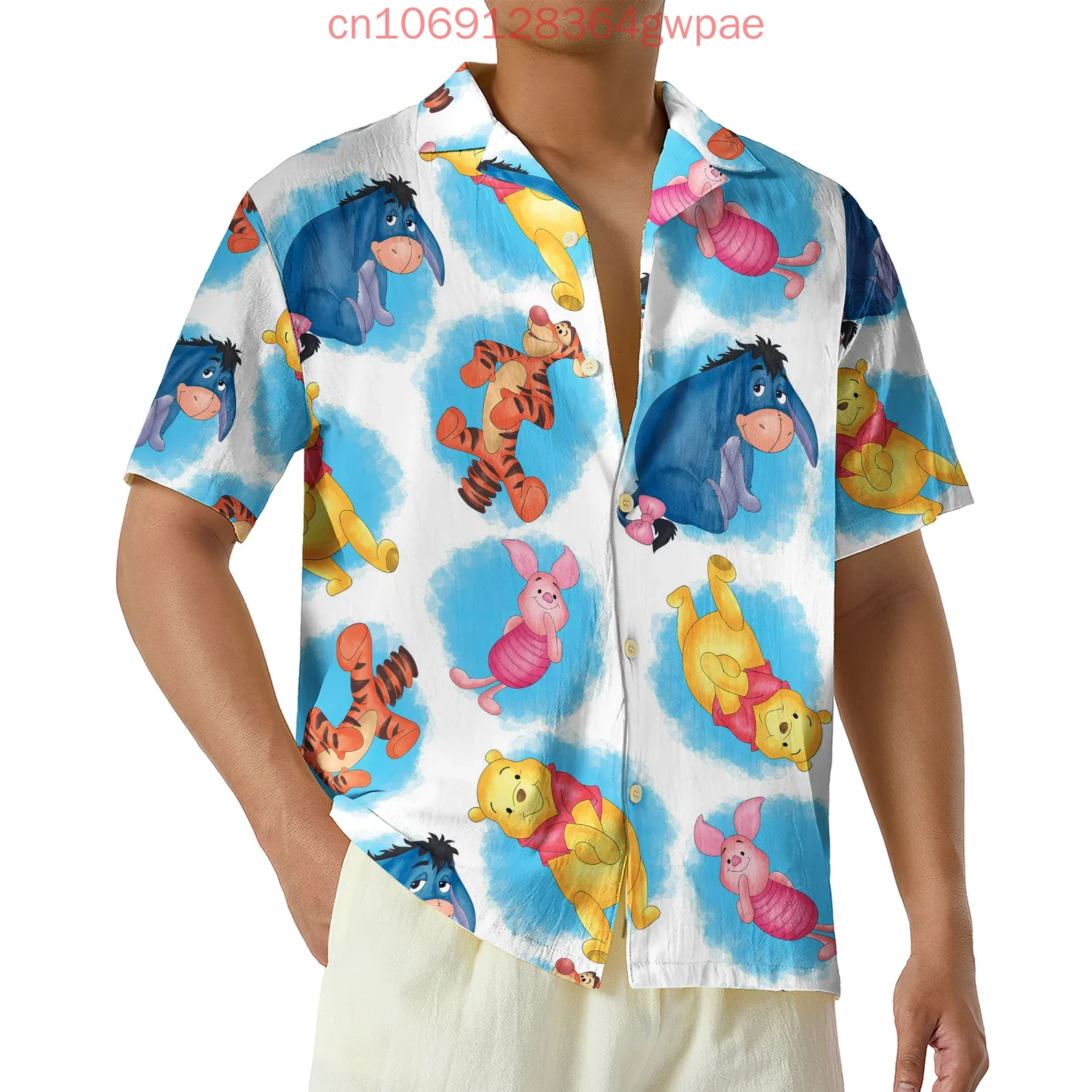 Disney Tigger Kerst Hawaiiaans overhemd Heren Dames Casual overhemd met korte mouwen Tops Cartoon Kids Button Up Strandoverhemd