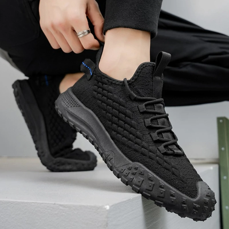 

New Summer Breathable Round-toed Solid Color Lightweight Fly-woven Lace-up Lazy and Comfortable Casual Sports Shoes