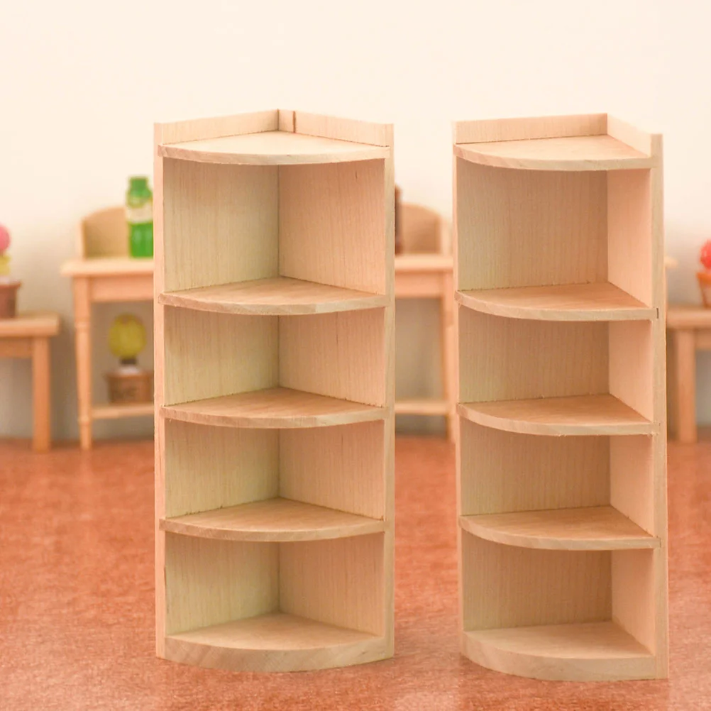Mini Corner Cabinet Small Display Shelf Decor Simulation Bookshelf Model Bookcase Miniature Pretend Furniture Prop