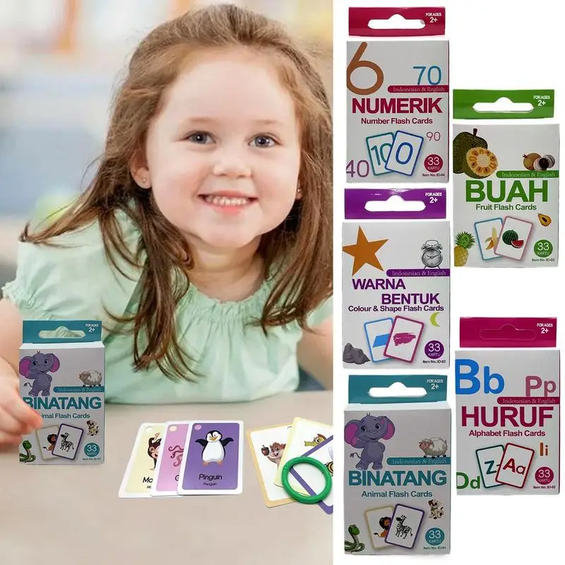 아기용 동물 플래시 카드, 33 그림 카드 단어 학습, 교육용 퍼즐 게임, 절묘한 매칭 카드 게임