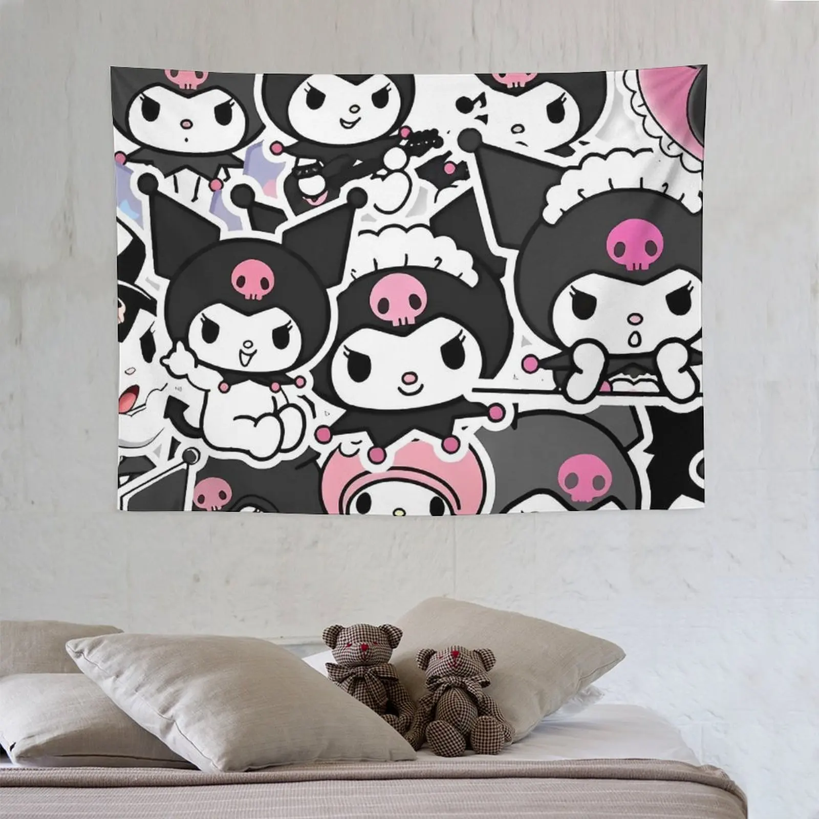 

Kawaii Kuromi Japanese Cute Cartoon Purple Tapestry Fashion Wall Tapestries Hanging Picture Living Room Bedroom Decor Blanket
