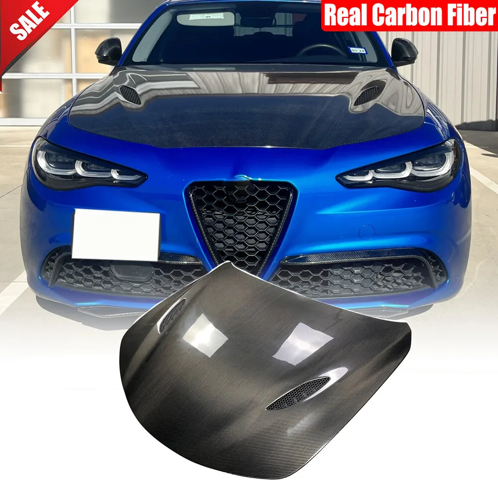 

For Alfa Romeo Giulia 2017-2020 Real Carbon Front Bonnet Engine Hood Lid Cover Spoiler Body Kits Car Accessories