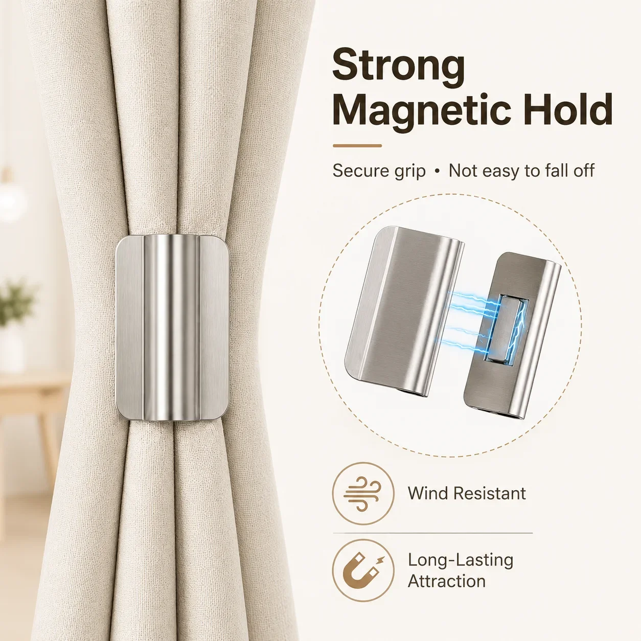 10/20 Pairs Magnetic Curtain Magnets No Drill Light Blocking Curtain Closure Clips Stainless Steel Reusable Curtain Gap Fastene