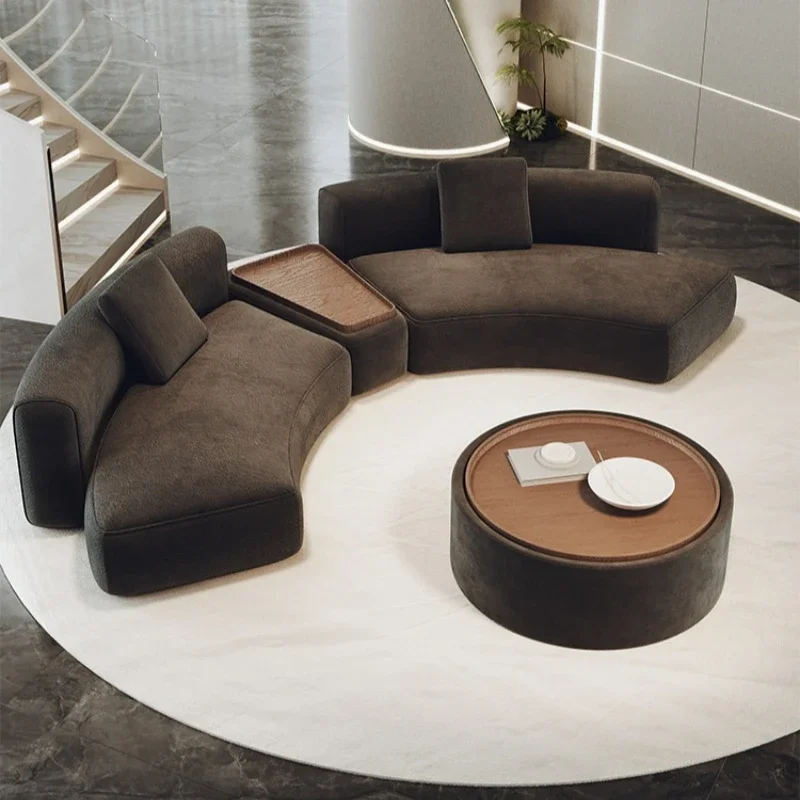 

Semicircular curved special-shaped sofa sitting area reception black beauty salon office hotel lobby business meeting