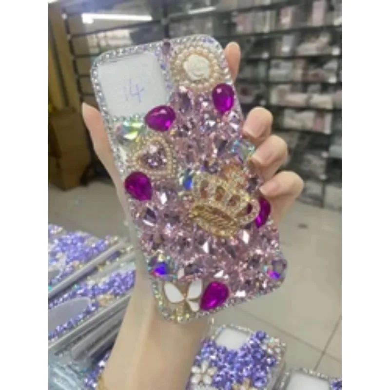 3D Diamonds Mobile Phone Case for Samsung A50, A70S, A52, A71, A51, A72, A73, A53, A33, Luxury Crystals, Sparkle, Handmade