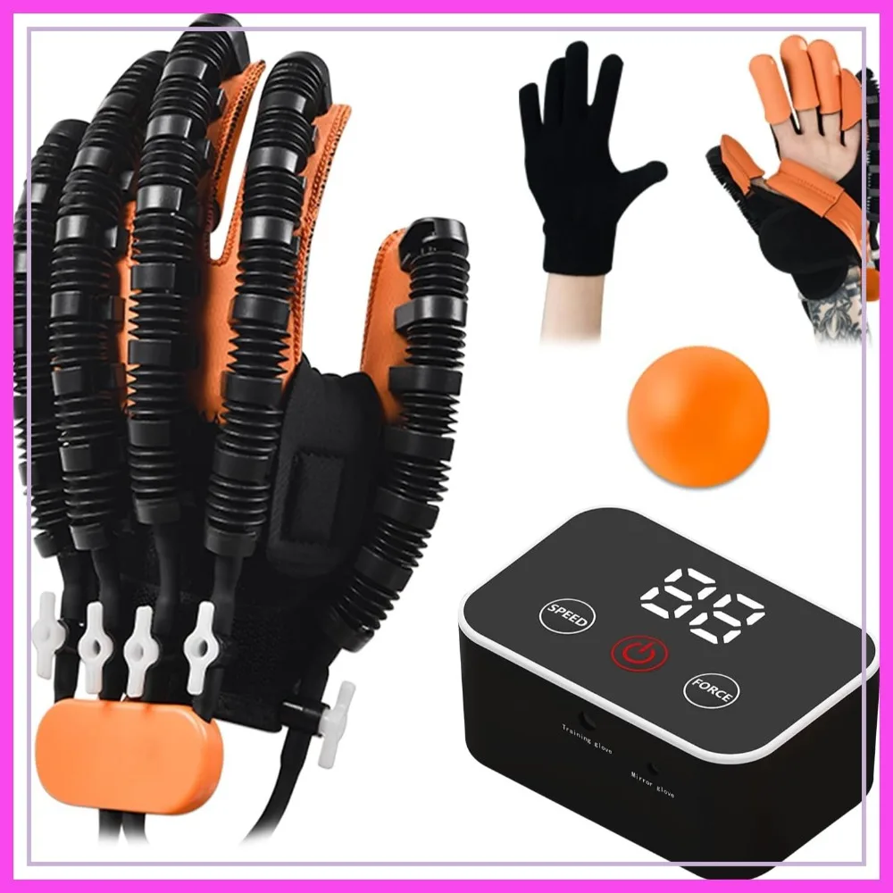 

Rehabilitation Robot Gloves, Finger Exerciser for Stroke Recovery, Hand Function Rehab (Orange Left Hand)