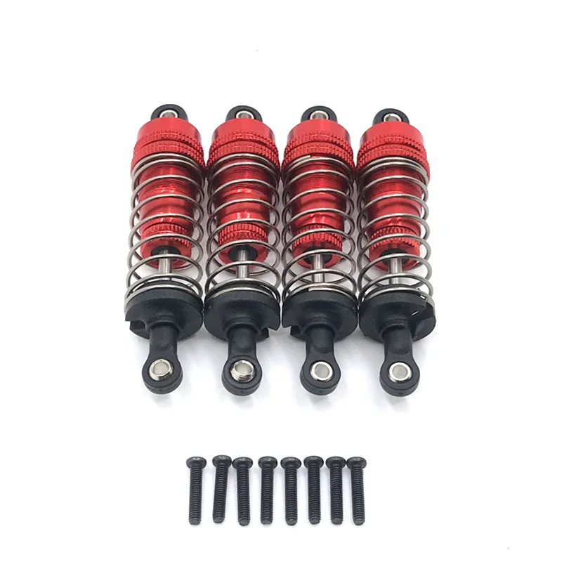 Metal Shock Absorber Damper para Wltoys 124019 124018 144001 RC Car, Peças vermelhas, Acessórios de atualização, 4pcs