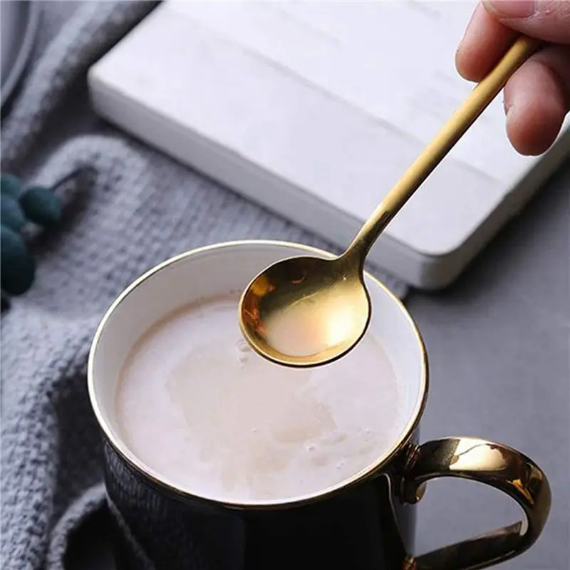 A25F-Stainless Steel 100 Pcs Espresso Spoons Teaspoons For Coffee Sugar Dessert Cake Ice Cream Soup Antipasto (Gold)