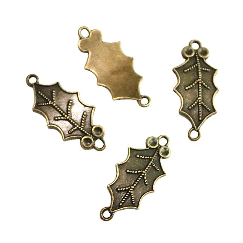 Antique Bronze Plated Zinc Alloy Charms, Tree Leaf Connector, DIY Jóias Acessórios, 16x36mm, 20Pcs