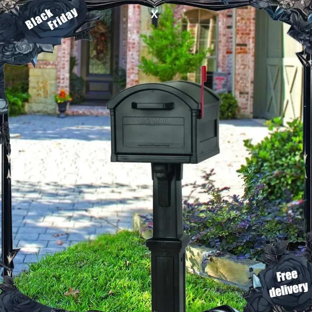 Grand Haven Plastic, Mailbox and Post Kit, Black Extra Large