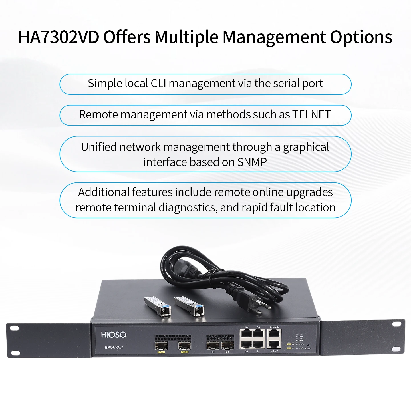 HiOSO HA7302VD 2PON EPON OLT Pizza Box  2ports Works with Different Brands Which Support CTC Standard
