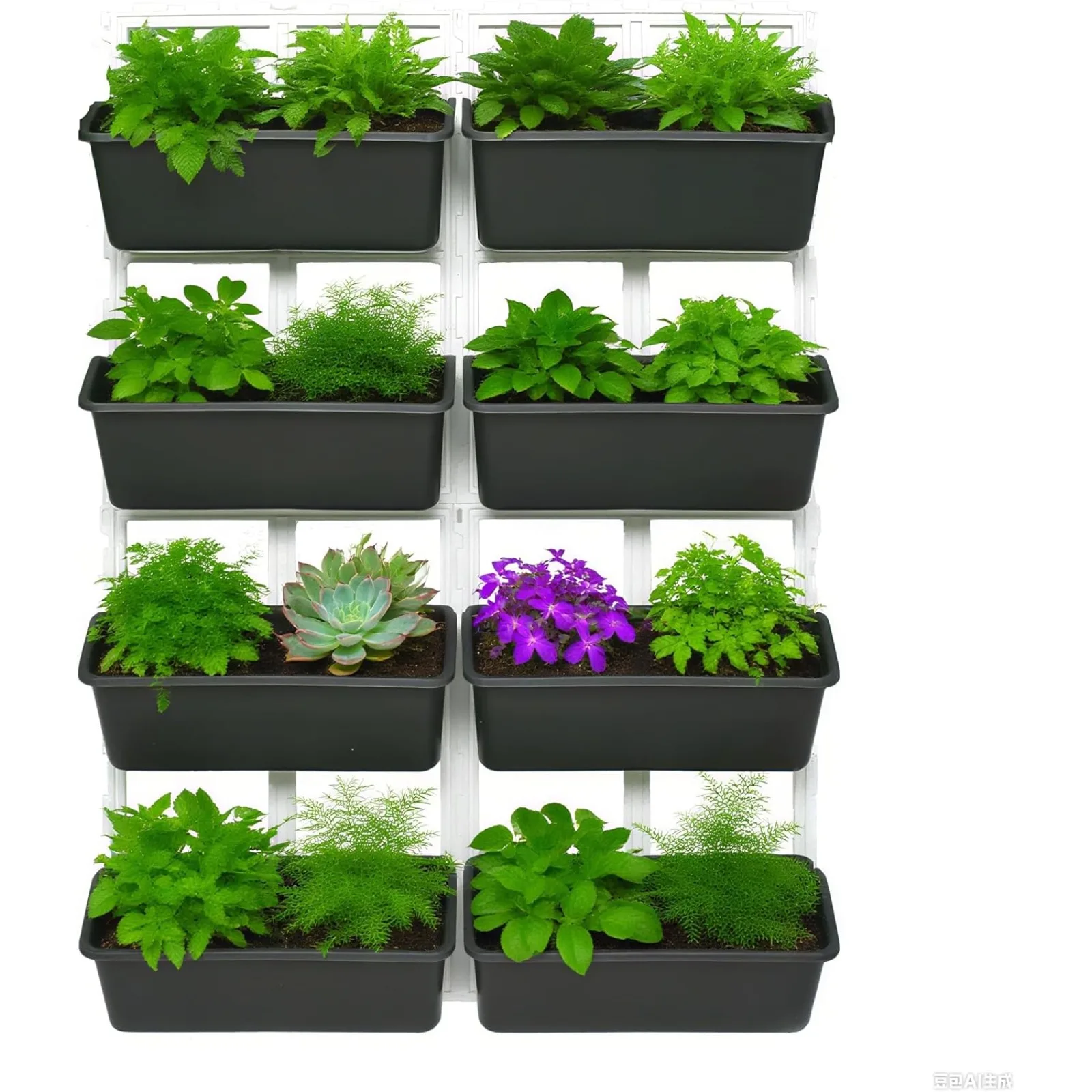 Hanging Planter 8 Pockets, Vertical Garden Wall Planter, Plastic Pot Balcony Planter, Wall Mounted Planters for Patio Outdoor Decor