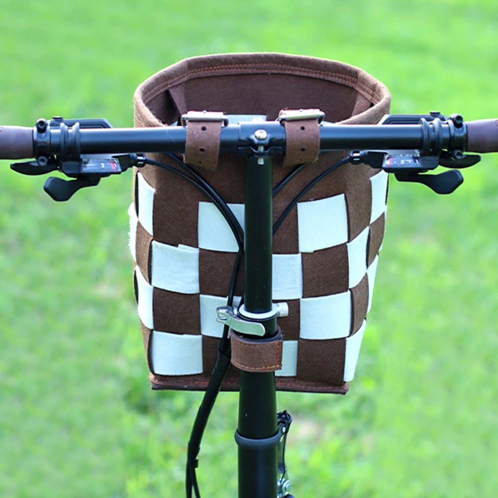 

Detachable Bike Front Basket Large Capacity Felt Handlebar Basket For Cycling Storage Vegetable Bicycle Accessory Reusable