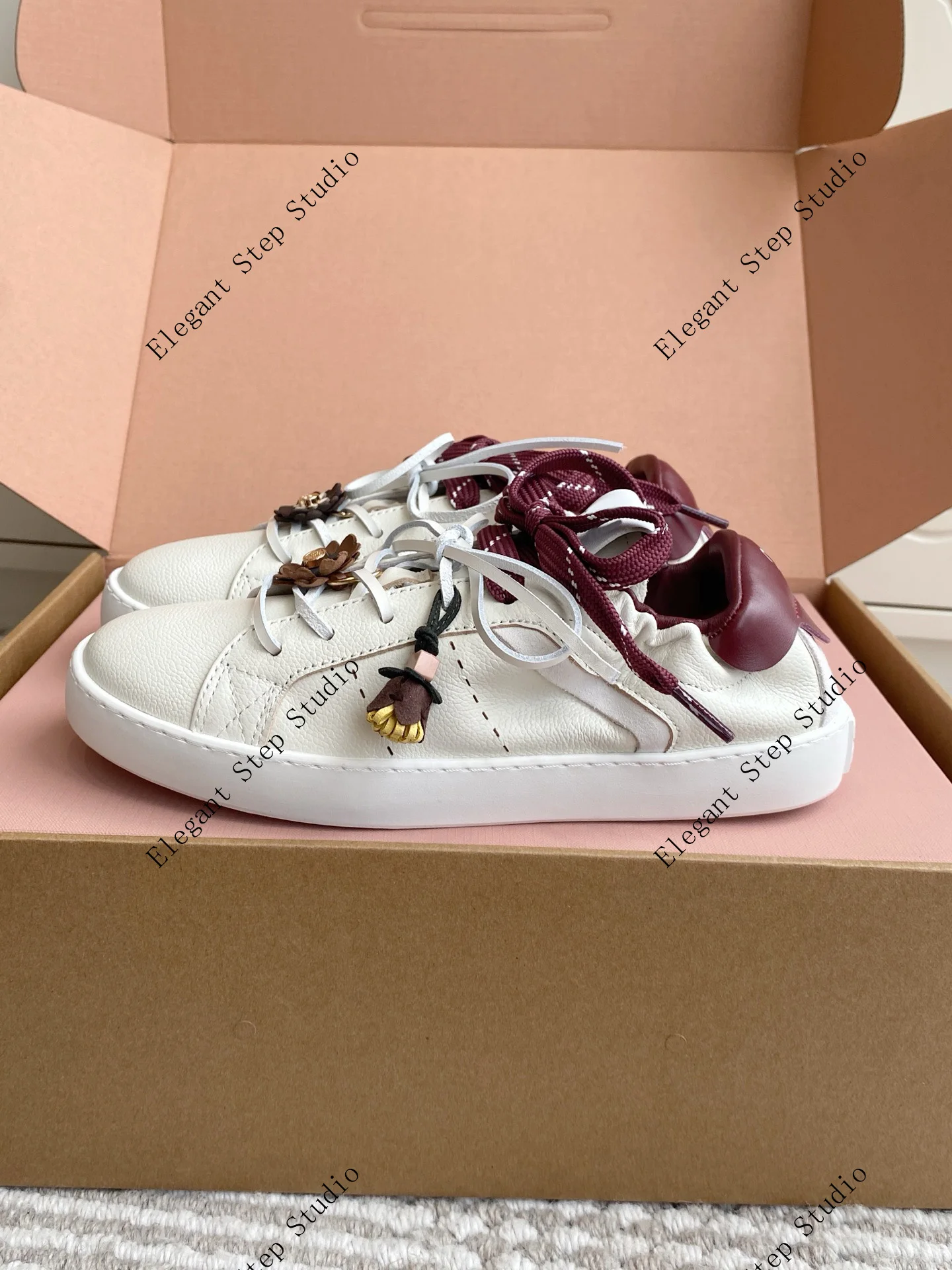 

Women's Shoes Double Laces Leather Sneakers
