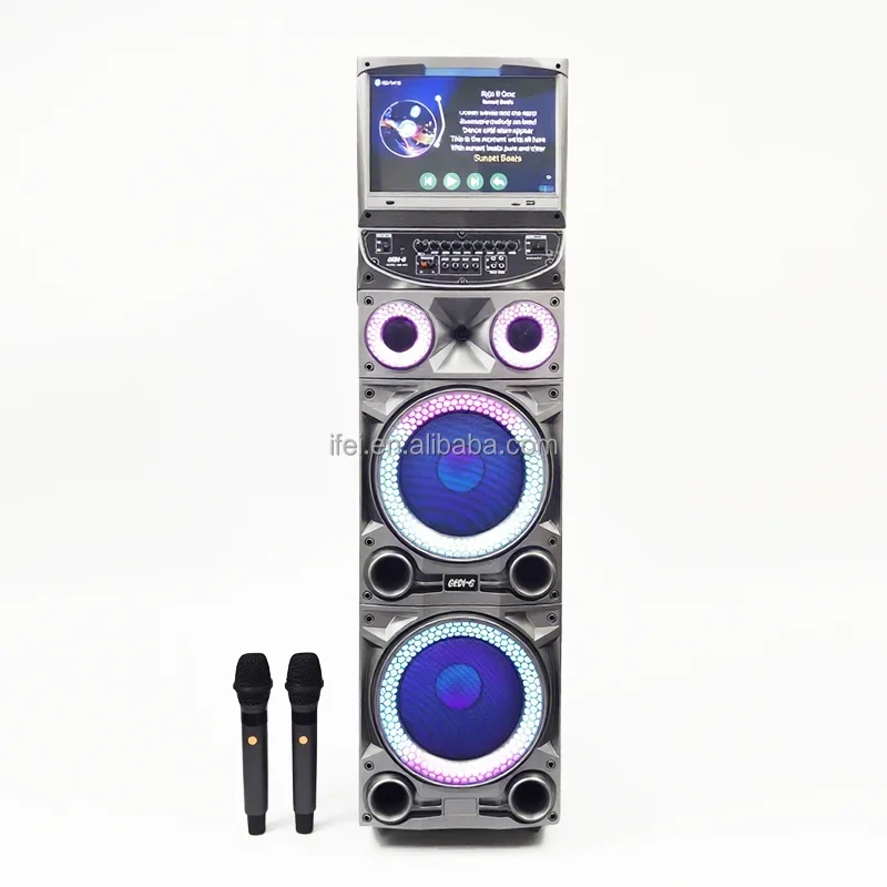 Hot Sale Latest DJ Double 12inch Speaker Big TWS Big Power Woofer Speaker With Double Wireless Microphone IFeiGift GD-1415 Speak